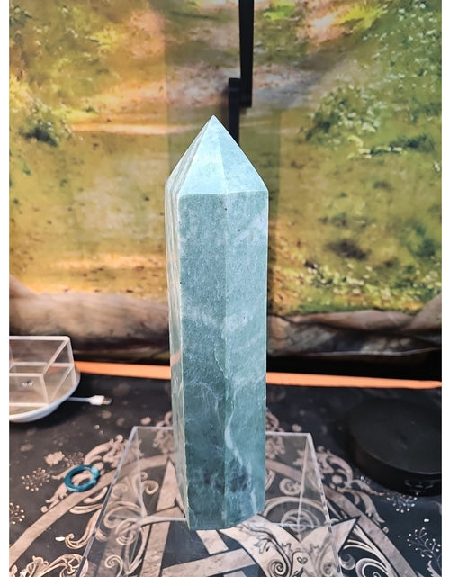 Load image into Gallery viewer, 5.04lbs 11.5in Tall Green Jasper Crystal Point Tower Healing
