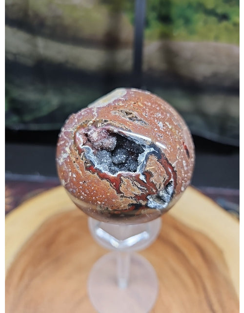 Load image into Gallery viewer, .94LB Natural Vesuvianite Agate Carnelian Crystal Geode Sphere Ball Healing
