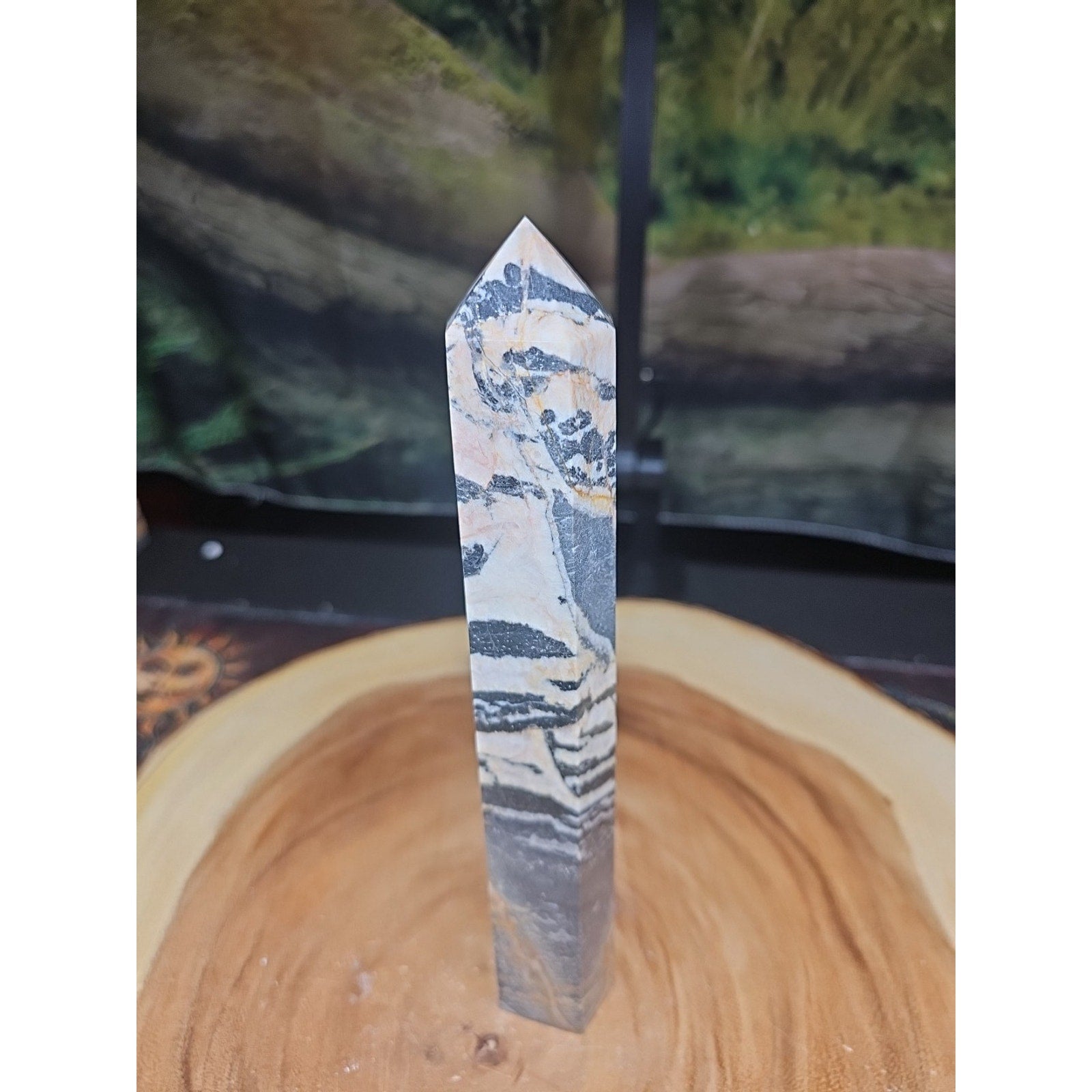 Zebra Stone Tower 443g 8in Tall