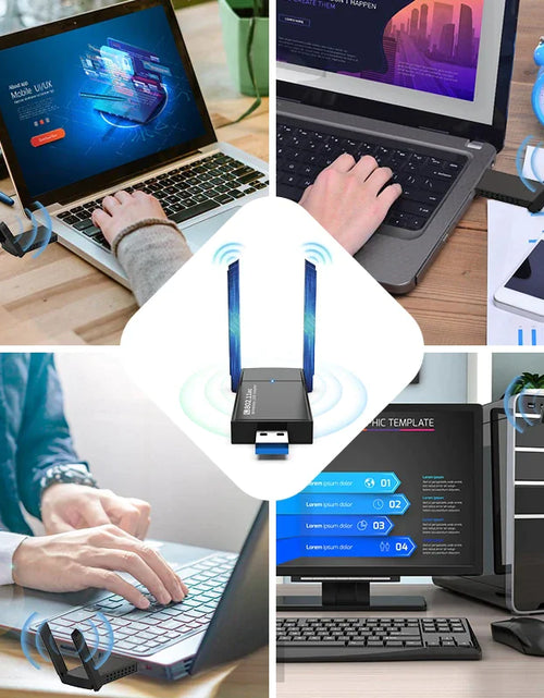 Load image into Gallery viewer, USB 3.0 Wireless WIFI Adapter 1300Mbps Long Range Dongle Dual Band 5Ghz Network
