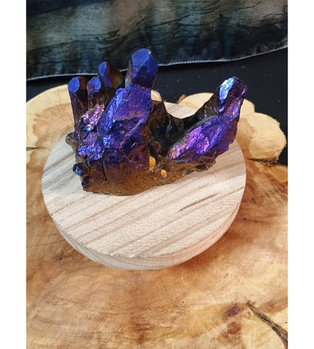 1.2lb Rainbow Aqua Aura Quartz Crystal Cluster Points Titanium Coating