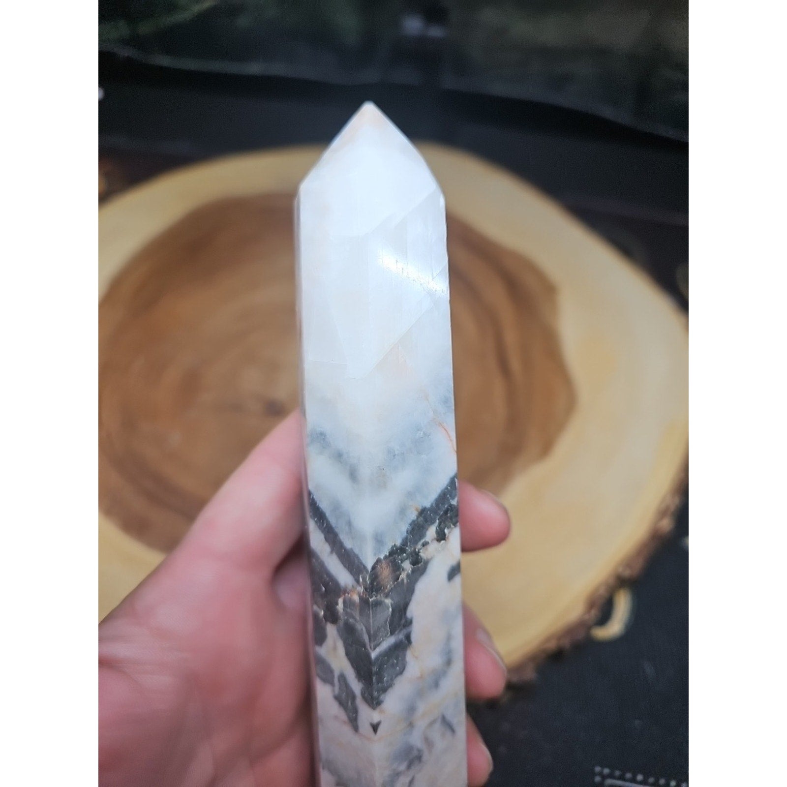 Zebra Stone Tower 347g 6.5in Tall