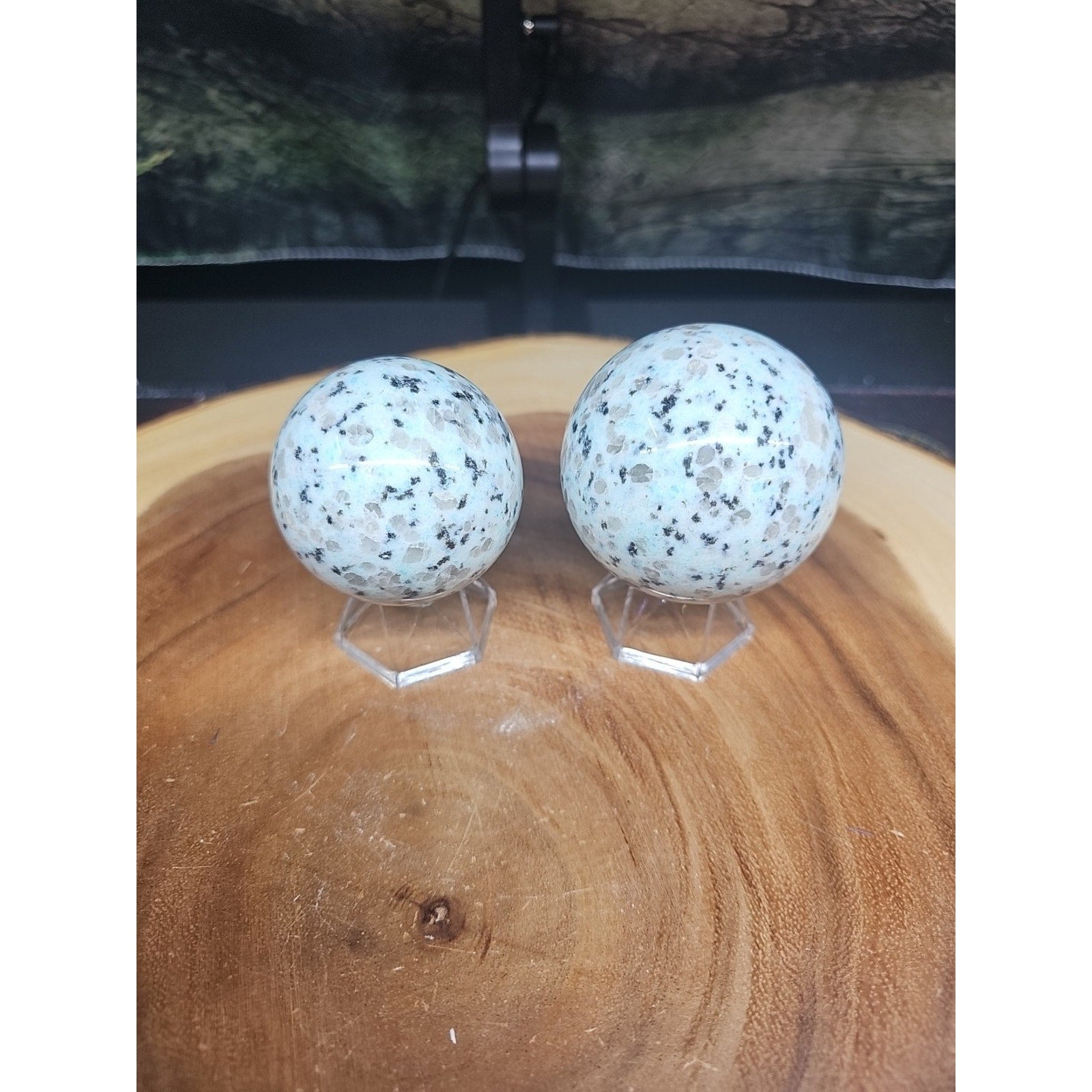 2Pcs A Set Of Natural Quartz Crystal Jasper Sphere Ball Polished 50-60mm &stand
