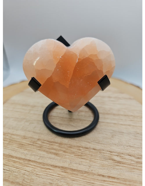 Load image into Gallery viewer, Peach Selenite Palm Stone W/stand 1each
