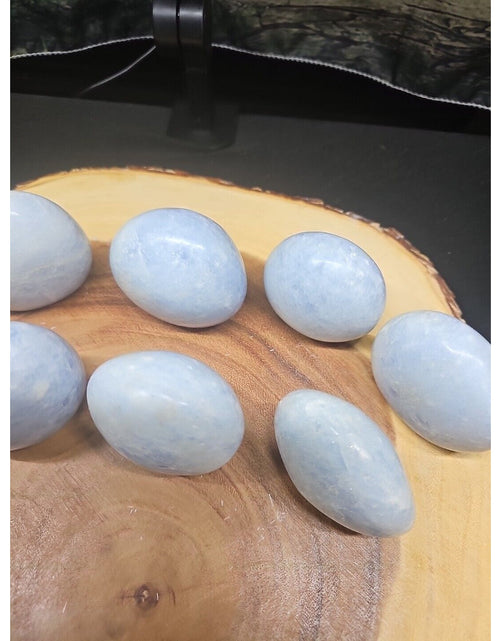 Load image into Gallery viewer, 1lb 2pcs Natural Baby Blue Celestite Quartz Crystal Palm Stone Decoration
