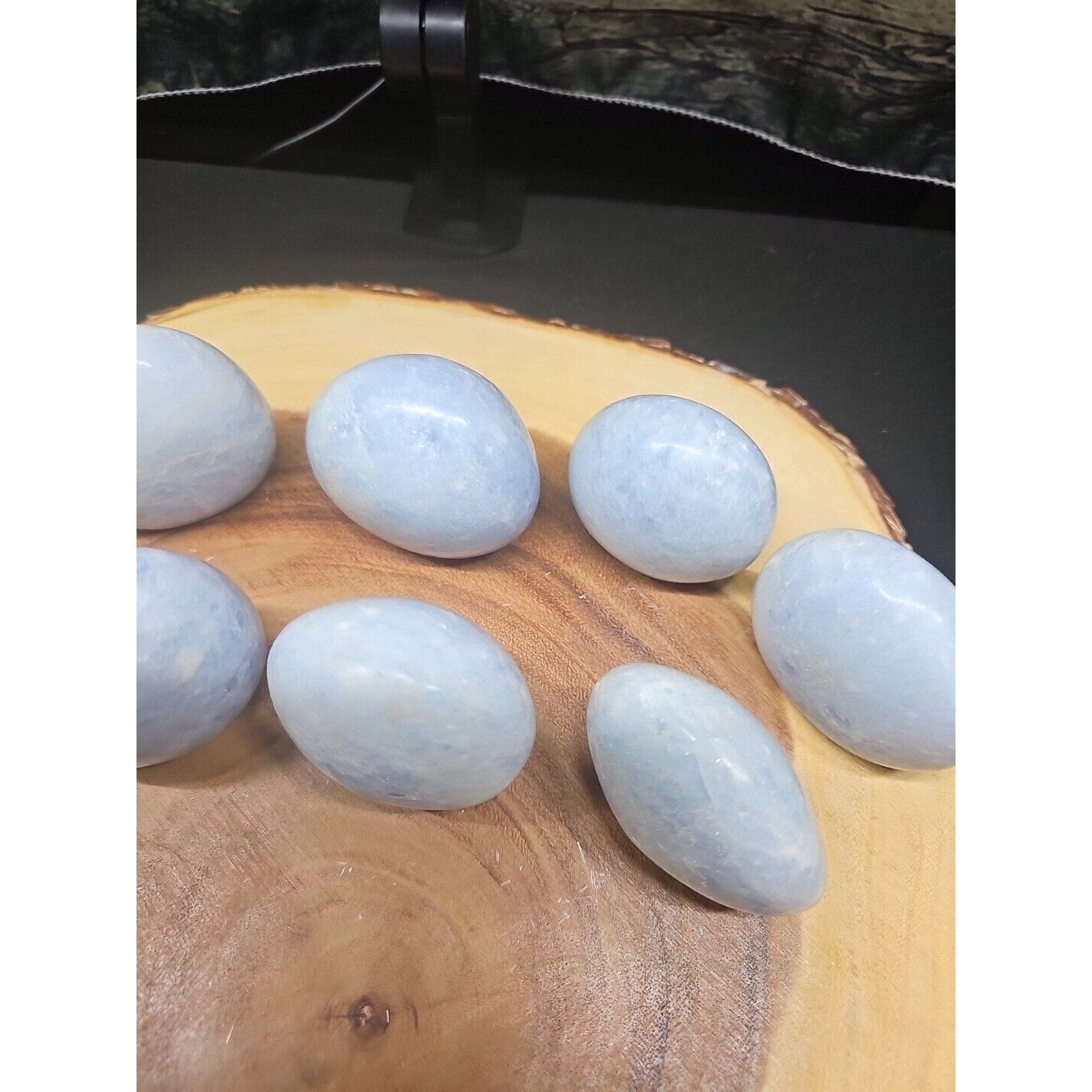 1lb 2pcs Natural Baby Blue Celestite Quartz Crystal Palm Stone Decoration