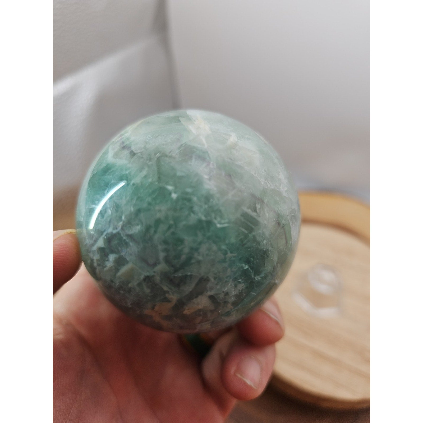 1.16lb Natural Rainbow Fluorite Quartz Crystal Sphere Ball Polished