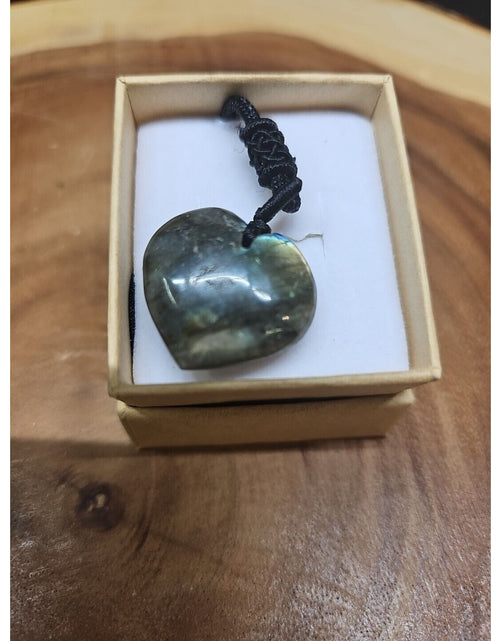 Load image into Gallery viewer, Labradorite Cord Necklace Healing/Protection Heart
