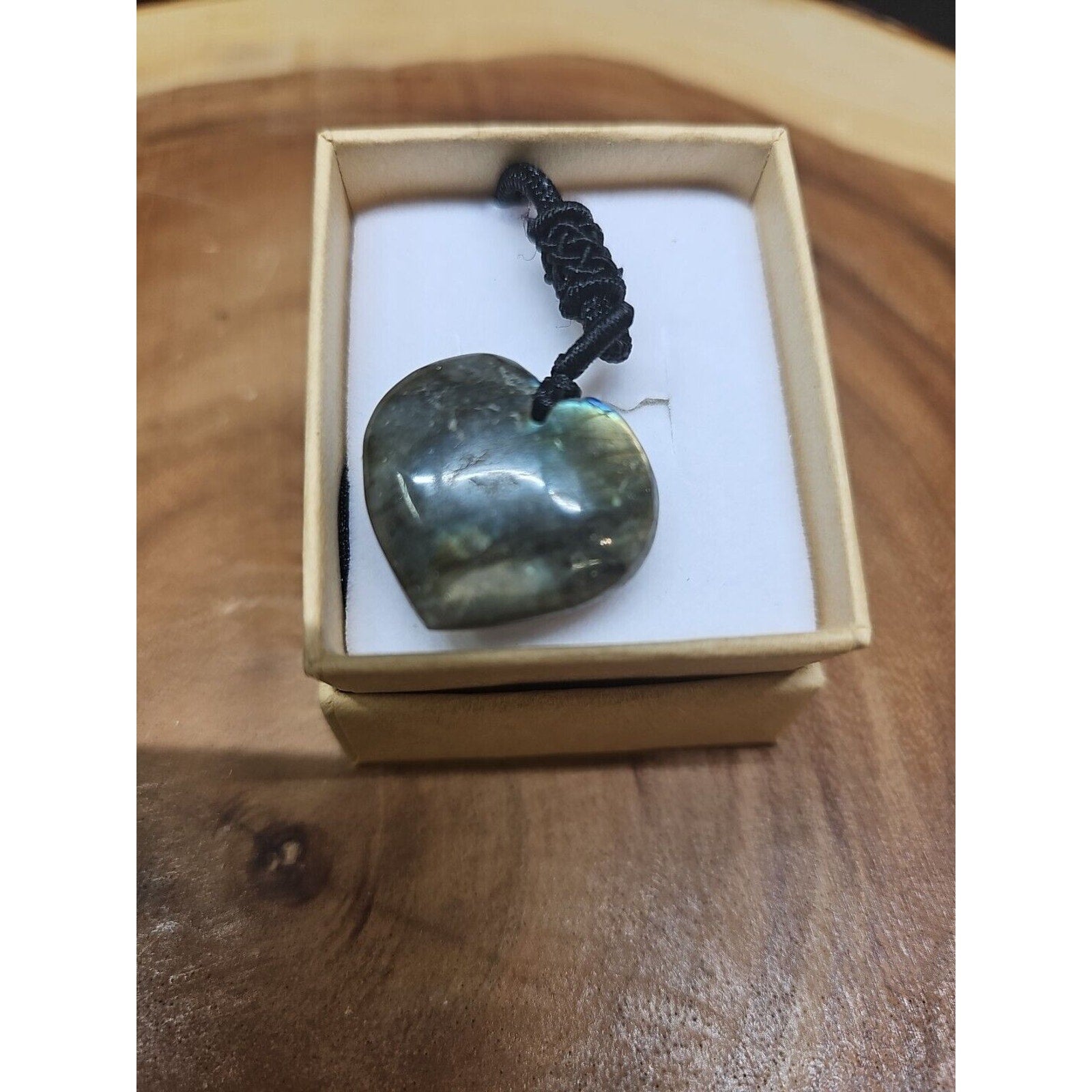 Labradorite Cord Necklace Healing/Protection Heart