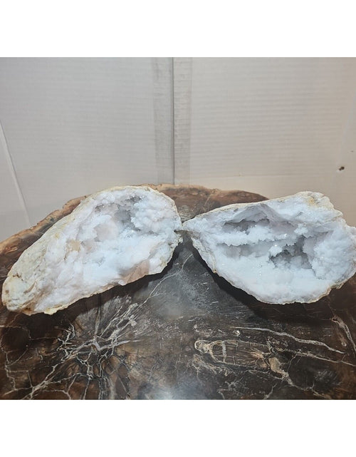 Load image into Gallery viewer, 3.88lbs Large Pair Geode Crystal Moroccan Quartz W /Stand
