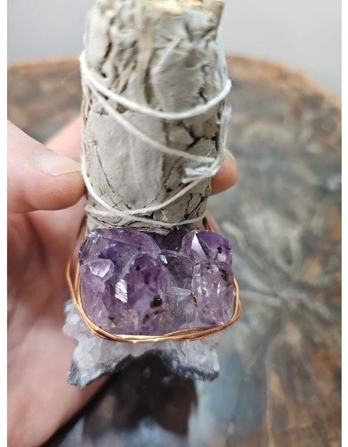 Load image into Gallery viewer, Sage wrapped crystal W/ Huge Amethyst Quartz Healing
