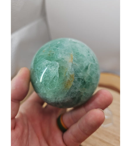 1.43lb Natural Rainbow Fluorite Quartz Crystal Sphere Ball Polished