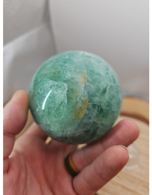 Load image into Gallery viewer, 1.43lb Natural Rainbow Fluorite Quartz Crystal Sphere Ball Polished

