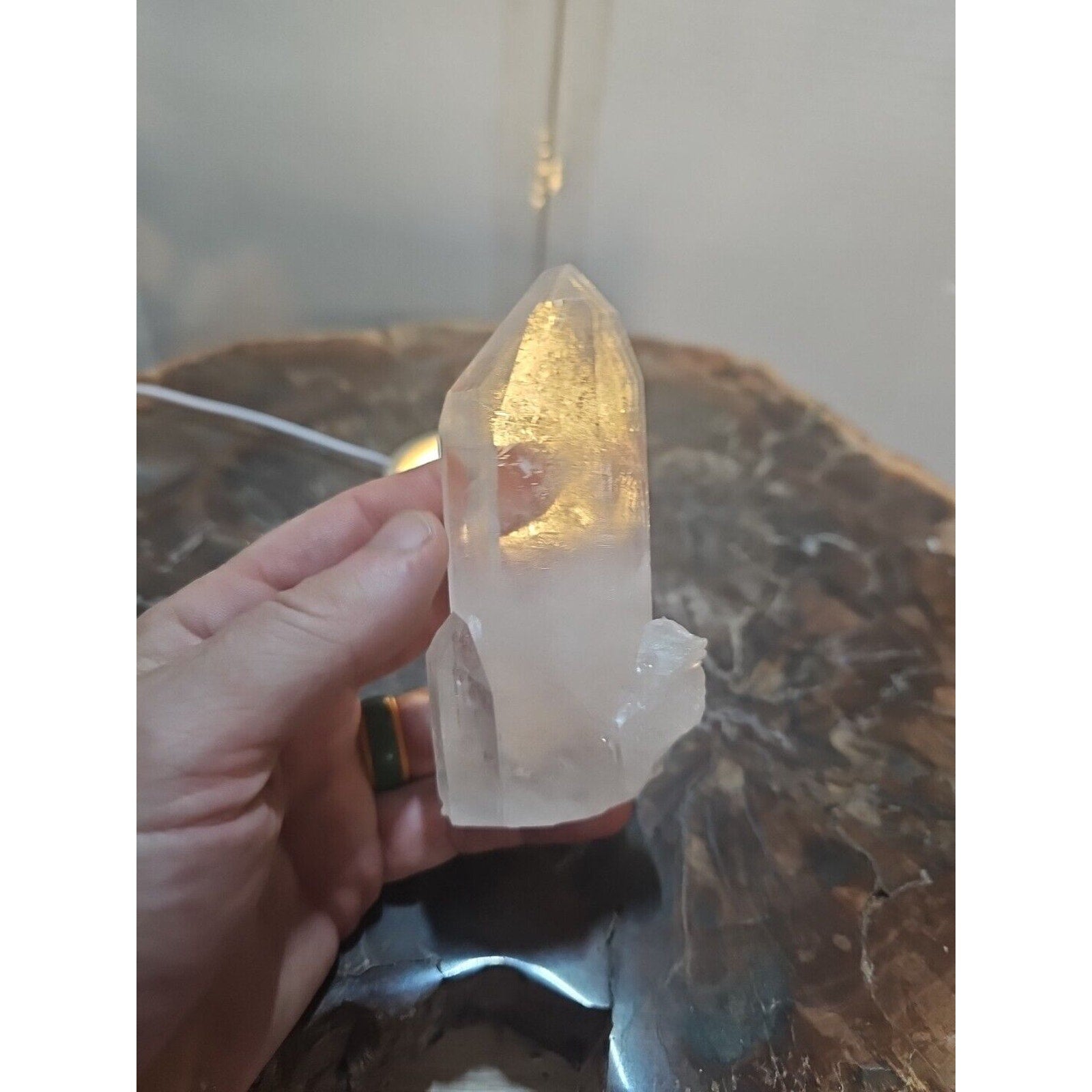 272g White Quartz Crystal Cluster W/ Led Light