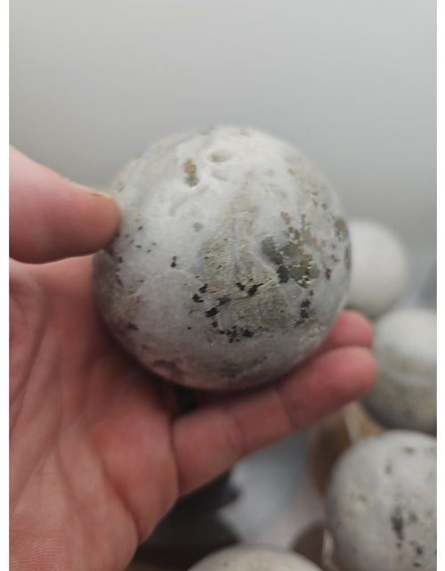 Load image into Gallery viewer, 1 Each Natural Golden Pyrite &amp; Jasper Crystal Sphere Ball Polished 55mm +
