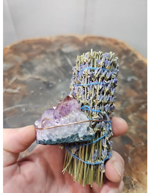 Load image into Gallery viewer, Lavender wrapped crystal W/ Huge Amethyst Healing
