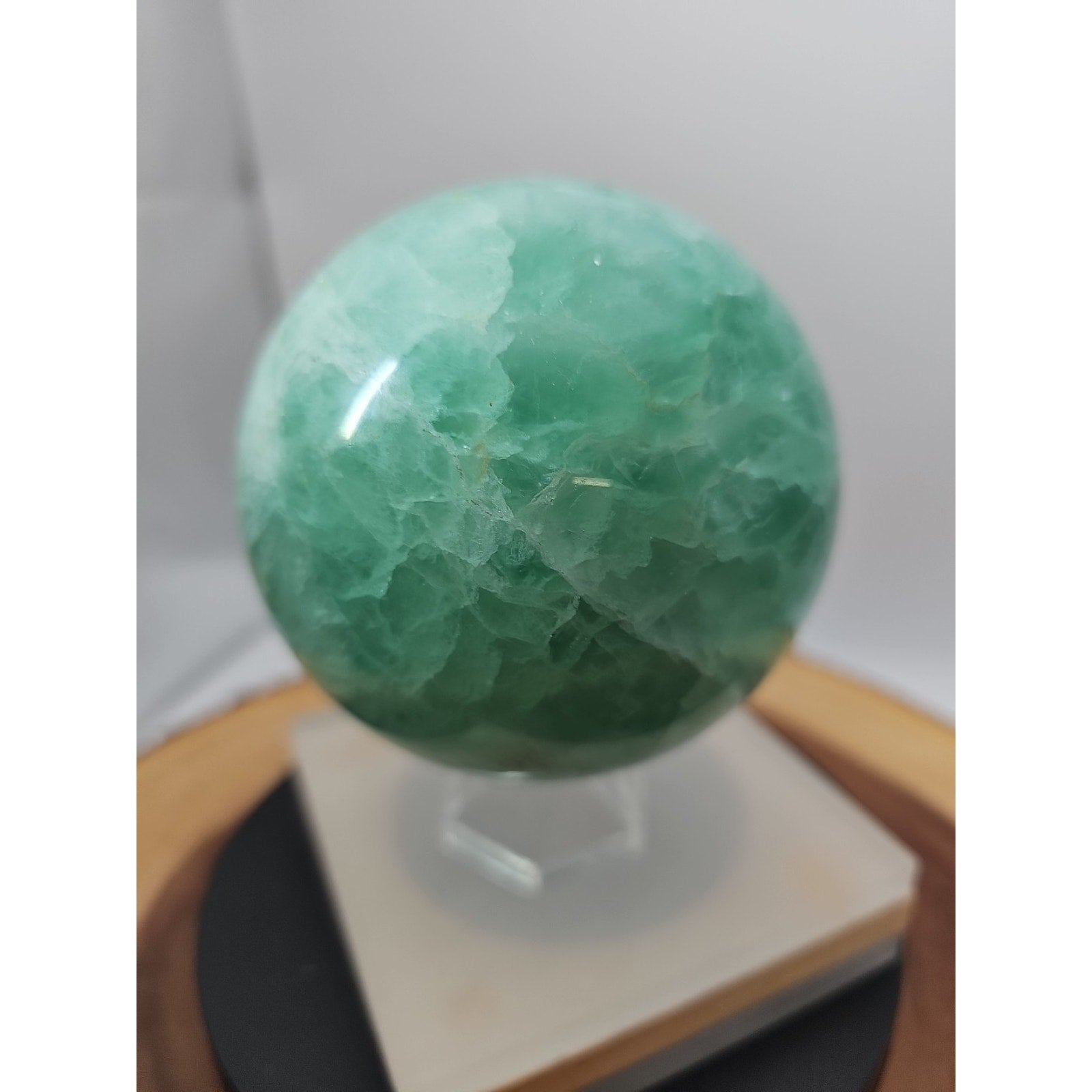 2.80 Natural Rainbow Fluorite Quartz Crystal Sphere Ball Polished Healing
