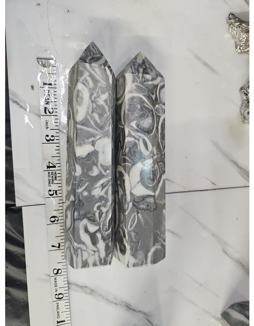 Load image into Gallery viewer, 2.92LB 2Pcs Natural Shell Stone Thousand Eye Jasper Quartz Crystal Tower Healing
