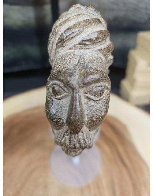 Load image into Gallery viewer, Vintage ABSTRACT STONE HEAD Sculpture Stone 1 lb W/Stand
