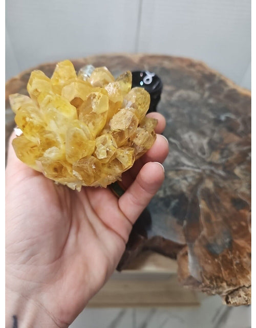 Load image into Gallery viewer, 1.12LB Yellow Phantom Quartz Crystal Cluster Mineral Specimen W/Stand
