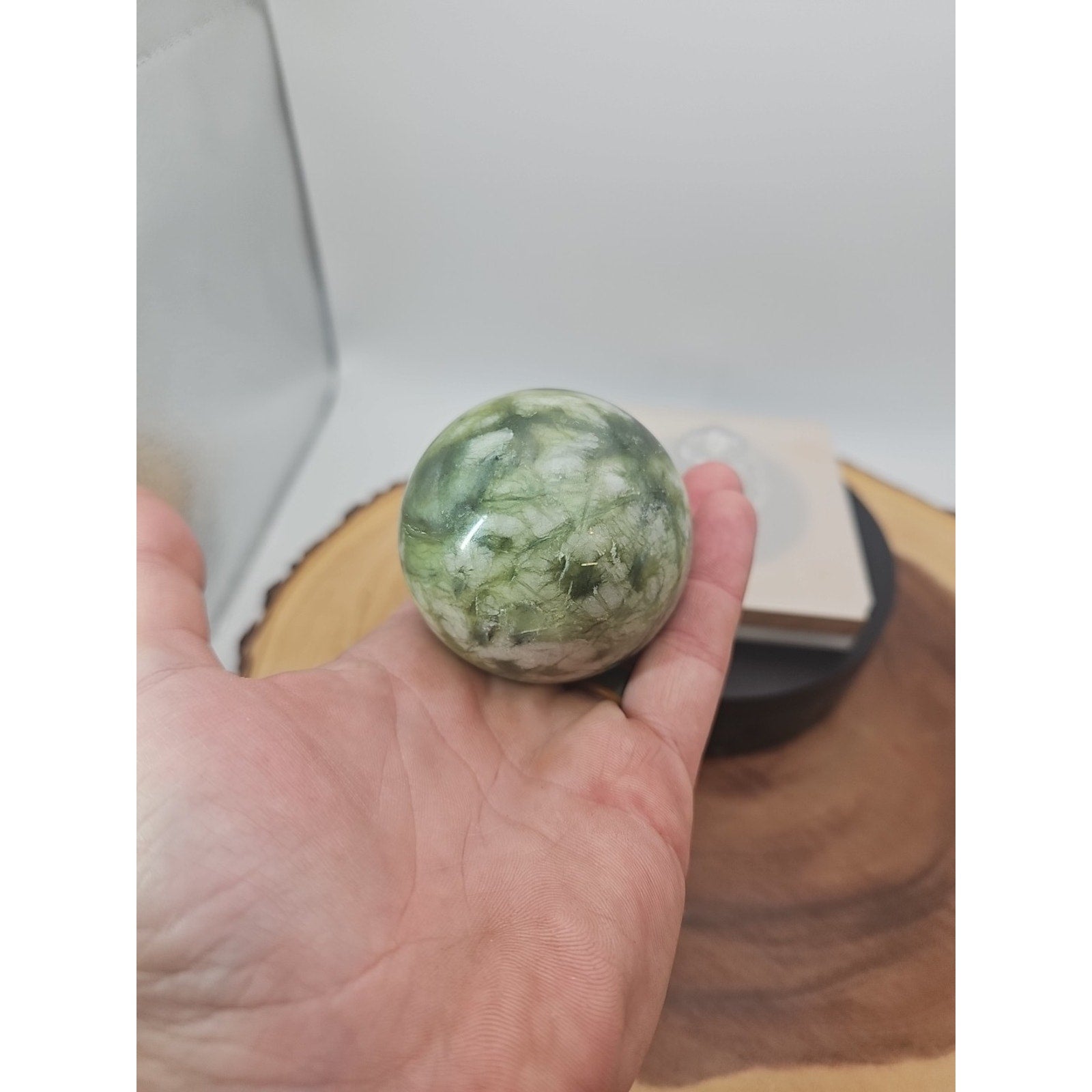 Green Ocean Jasper Sphere - 61mm, 318g - Stunning Crystal