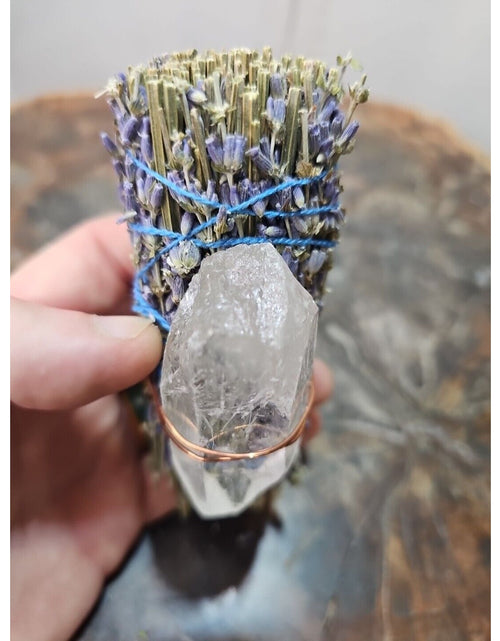 Load image into Gallery viewer, Lavender wrapped crystal W/ Huge White Quartz Healing
