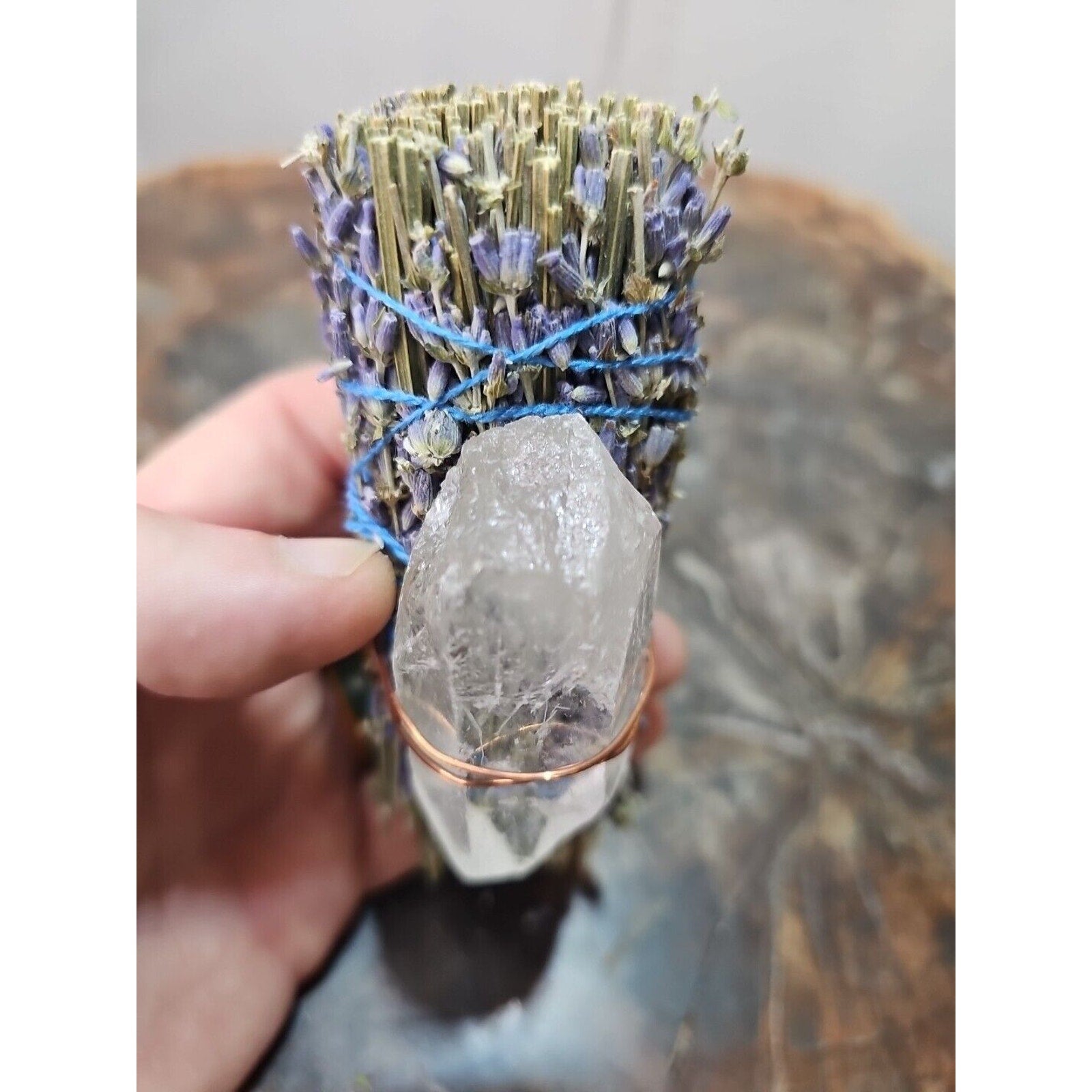 Lavender wrapped crystal W/ Huge White Quartz Healing