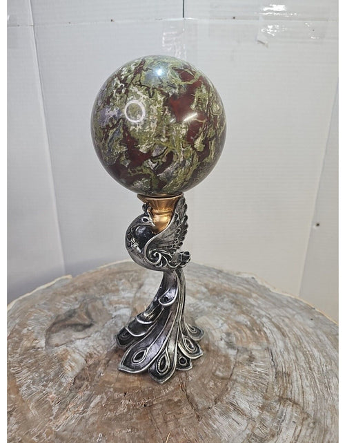 Load image into Gallery viewer, 4.14lb Natural dragon blood stone quartz sphere crystal reiki healing W/Stand
