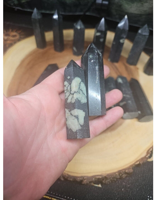 Load image into Gallery viewer, .74lbs Avg 4Pcs Natural Plum Blossom Jasper Crystal Point Tower Polished Healing
