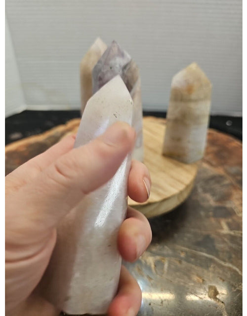 Load image into Gallery viewer, 4Pcs Natural Rainbow Fluorite Quartz Crystal Point Tower Polished Healing
