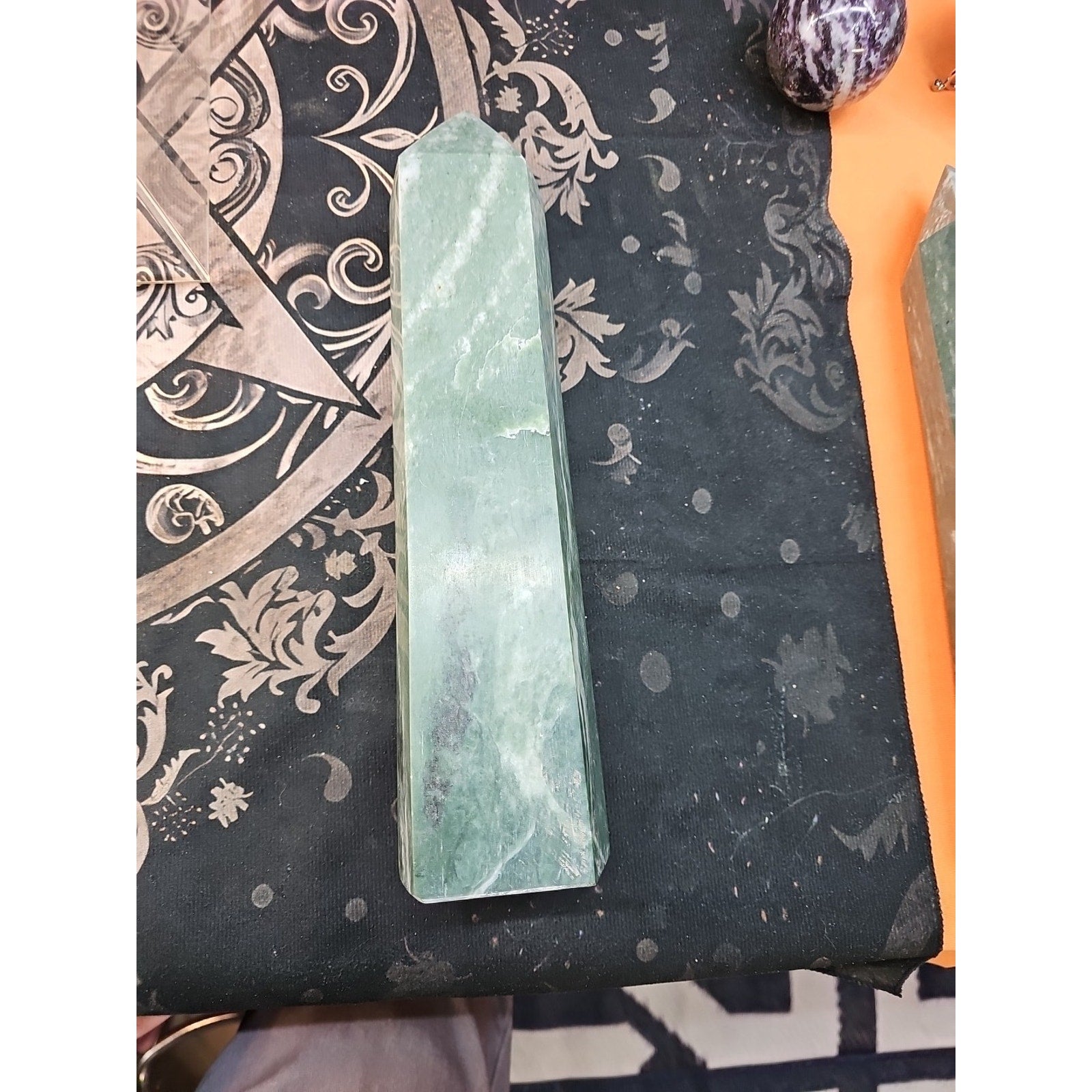 5.04lbs 11.5in Tall Green Jasper Crystal Point Tower Healing