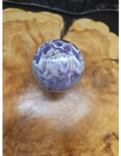 Load image into Gallery viewer, Amethyst Sphere 65mm W/Glass Stand 1lb
