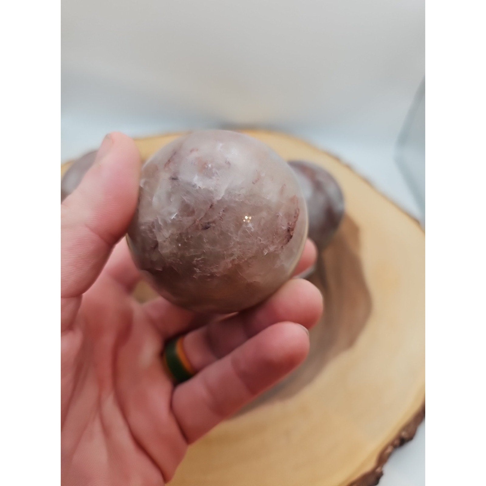 Fire Quartz Crystal Sphere 55-60mm W/stand 1 Each