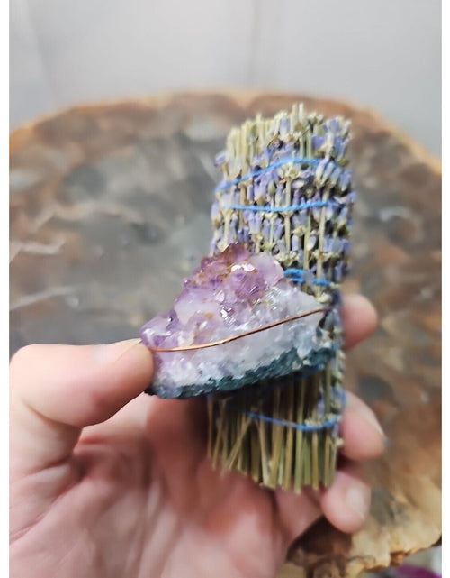 Load image into Gallery viewer, Lavender wrapped crystal W/ Huge Amethyst Healing
