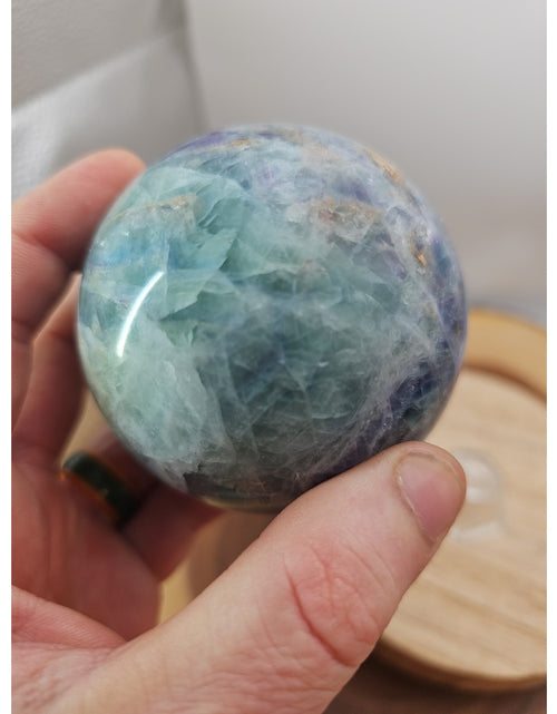 Load image into Gallery viewer, 1.46lb Natural Rainbow Fluorite Quartz Crystal Sphere Ball Polished
