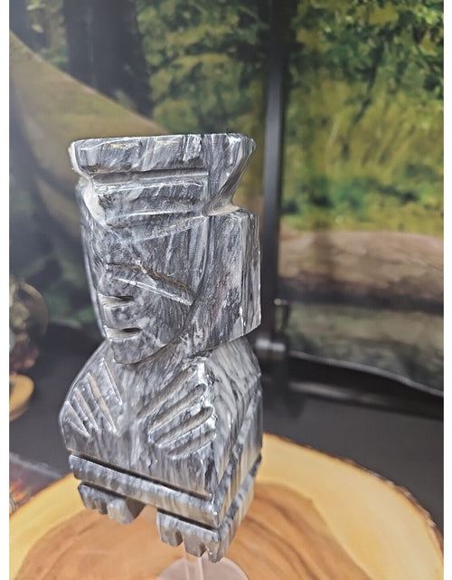 Load image into Gallery viewer, Carved Onyx Stone Aztec Mayan Tiki Sculpture 7in Tall 4lbs
