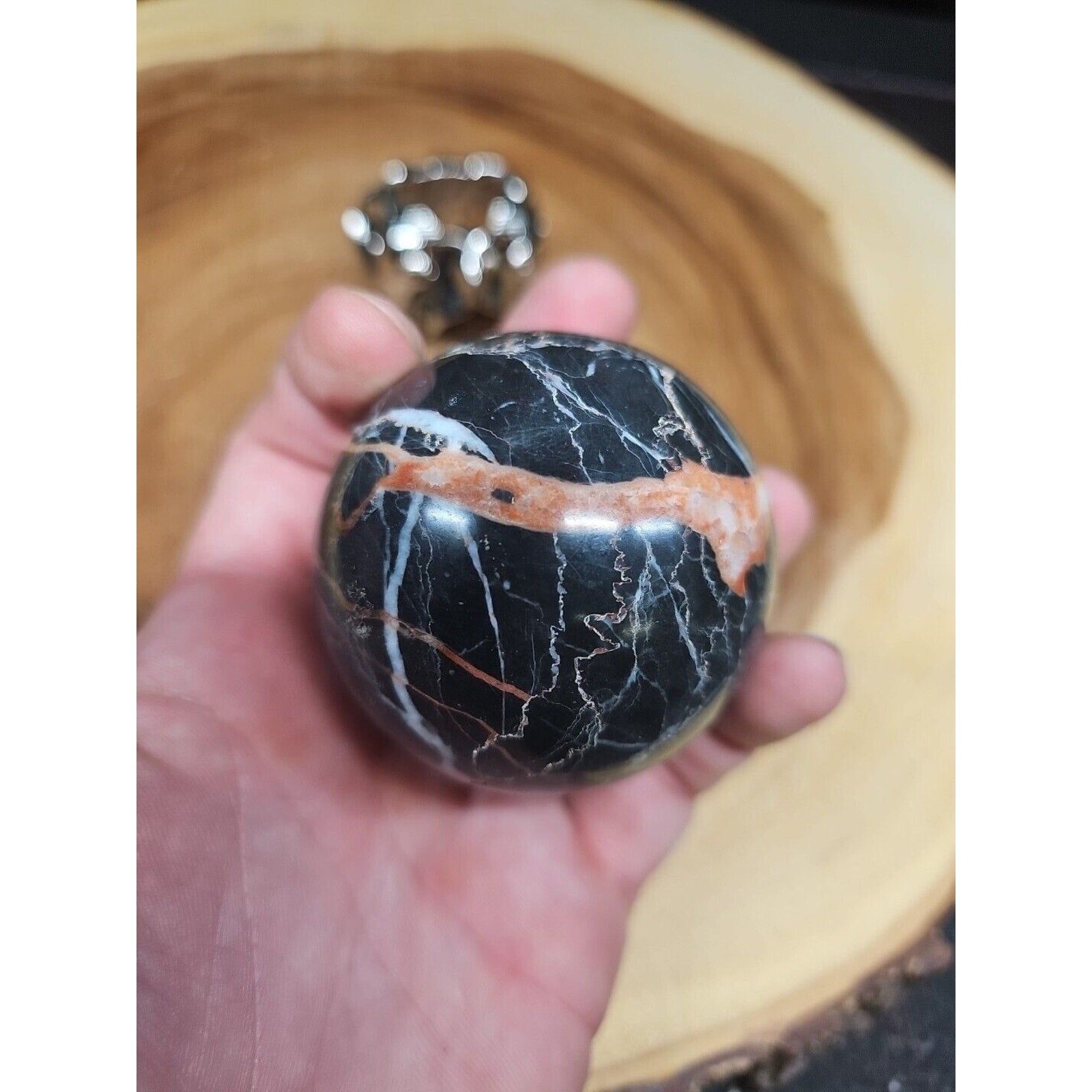 Ocean Jasper Sphere .75lbs 58mm. W/ Elephant Stand