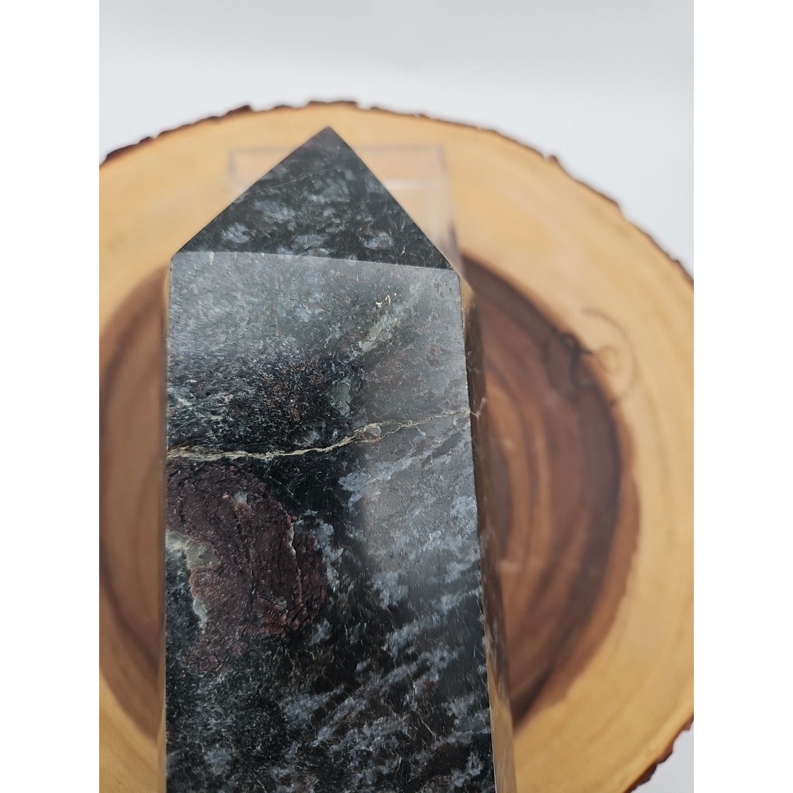 8.23lb Arfvedsonite Garnet Blue Flashes Crystal Point Tower Polished