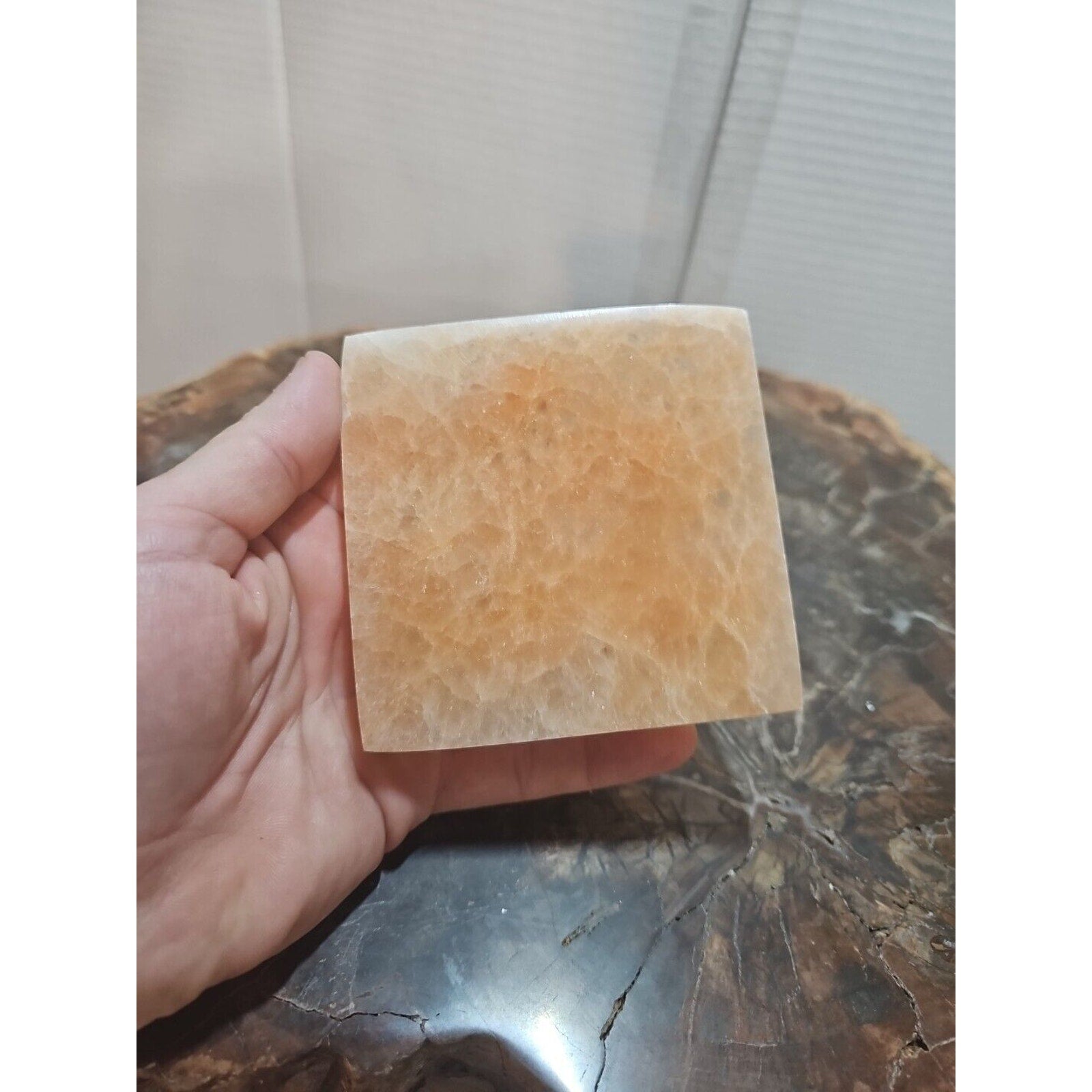 Peach Selenite Charging Base For Crystals No Led Only Base