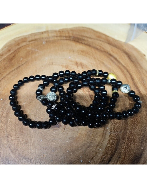 Load image into Gallery viewer, Natural Obsidian Stone Bracelets 5pc Set
