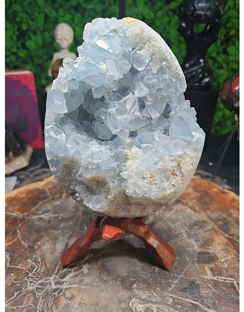 Load image into Gallery viewer, 10.45LB Natural Beautiful Blue Celestite Crystal Geode W/ Stand
