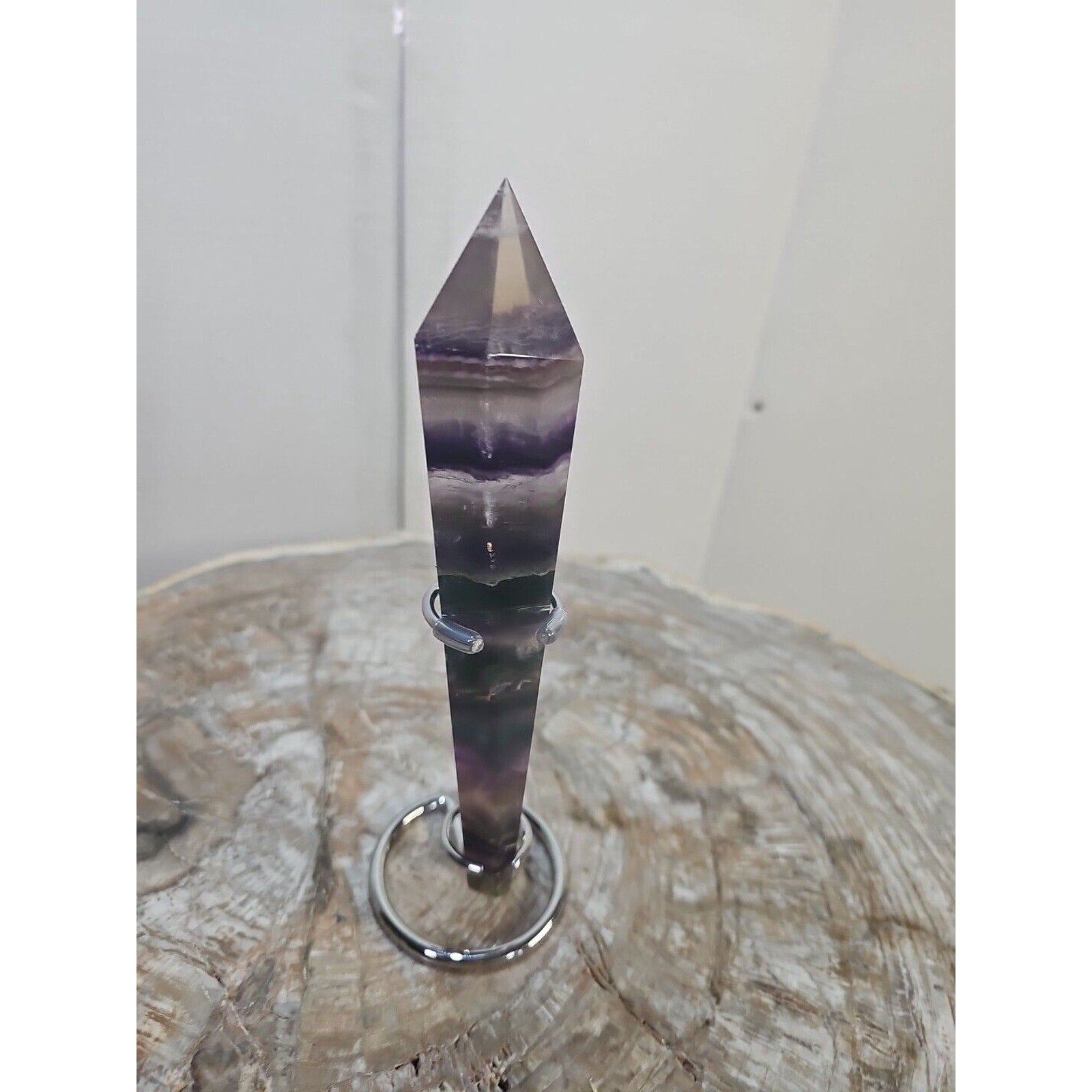 255g Fluorite crystal scepter 7in Long W/STAND