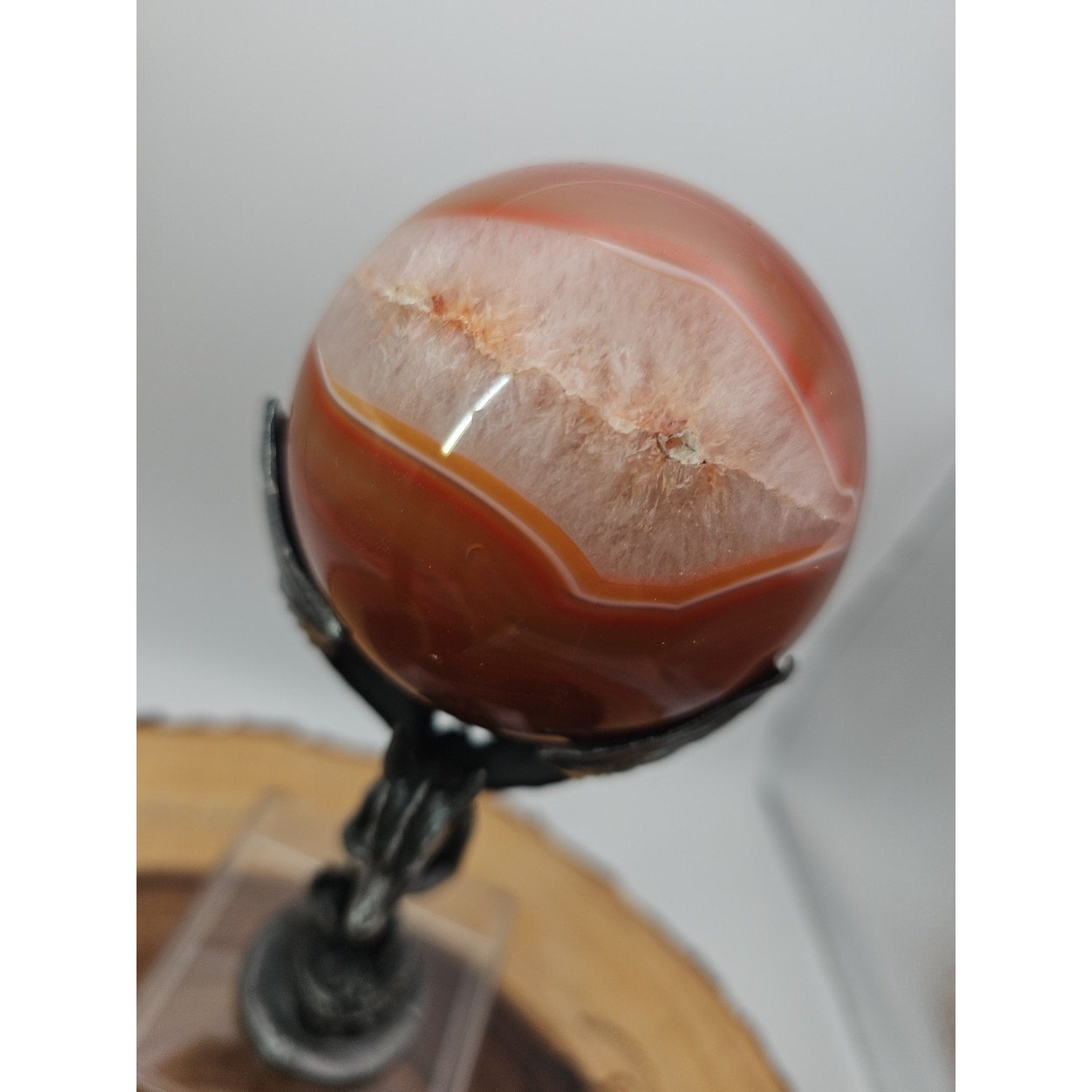 1.3lb 75mm Carnelian Quartz W/Dragon Stand