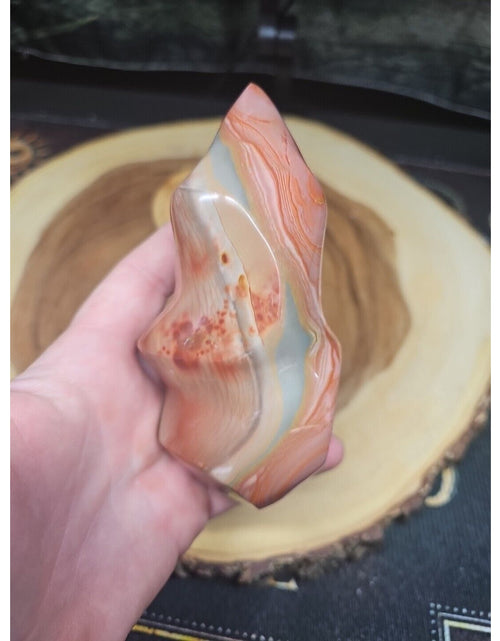 Load image into Gallery viewer, 1.15LB 1Pcs Natural Polychrome Ocean Jasper Crystal Flame Point Carved Healing
