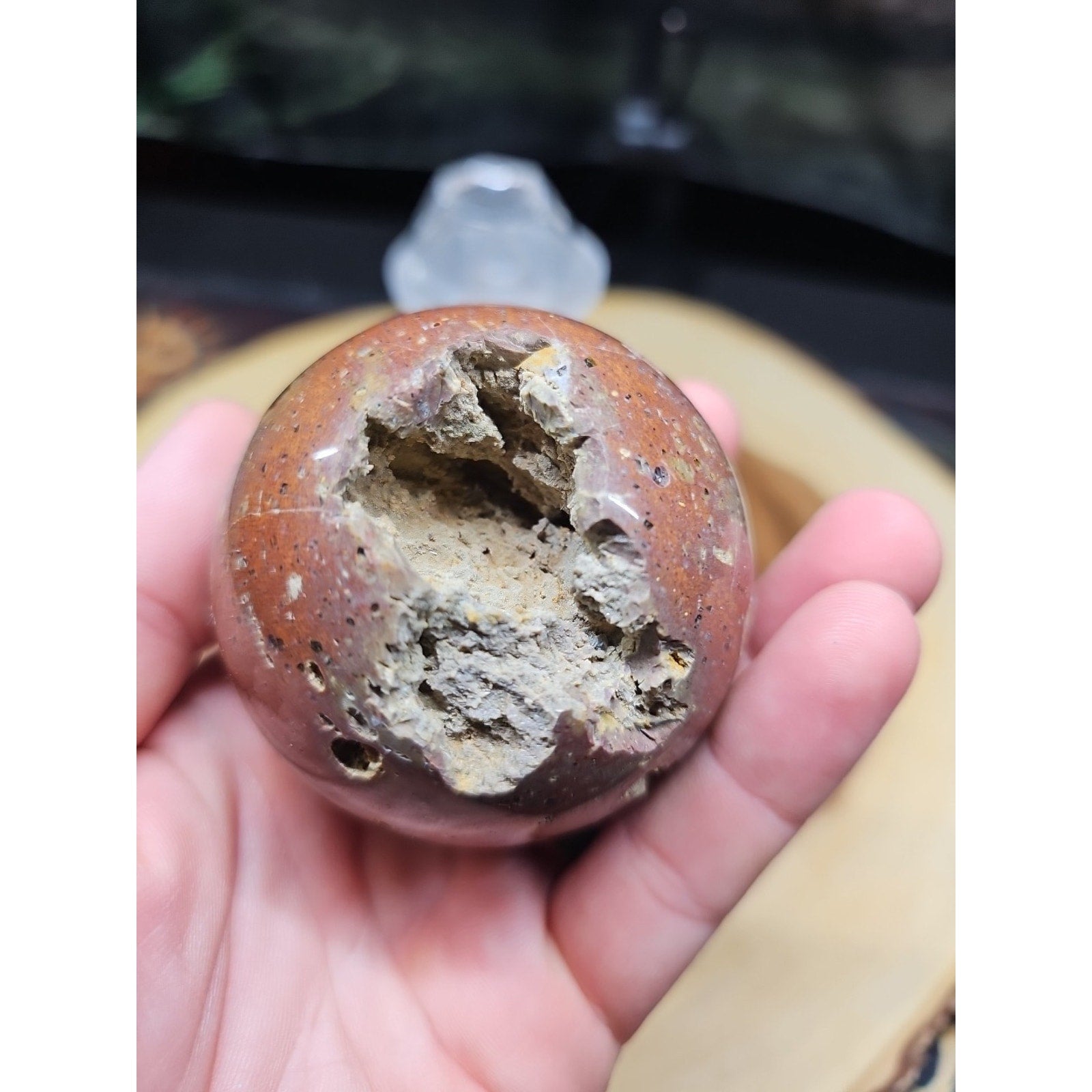 .68LB Natural Vesuvianite Agate Carnelian Crystal Geode Sphere Ball Healing