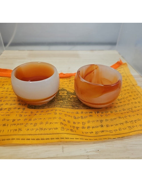 Load image into Gallery viewer, 2Pcs Manmade Art Agate Carnelian Quartz Crystal Tea Cup Carving Healing
