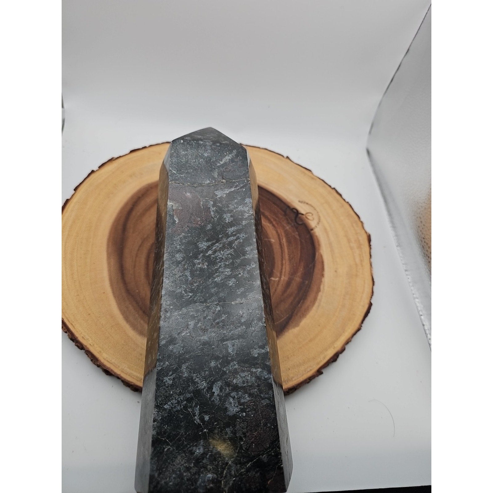 8.23lb Arfvedsonite Garnet Blue Flashes Crystal Point Tower Polished