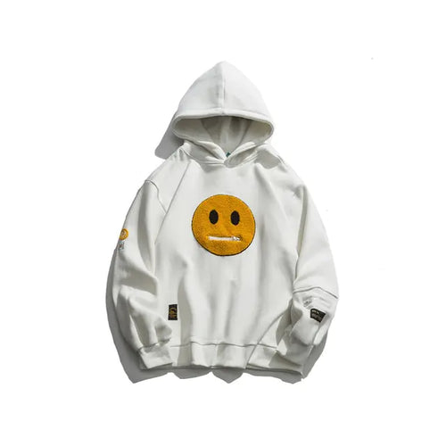 Load image into Gallery viewer, Smile Face Patchwork Hooded Sweatshirts
