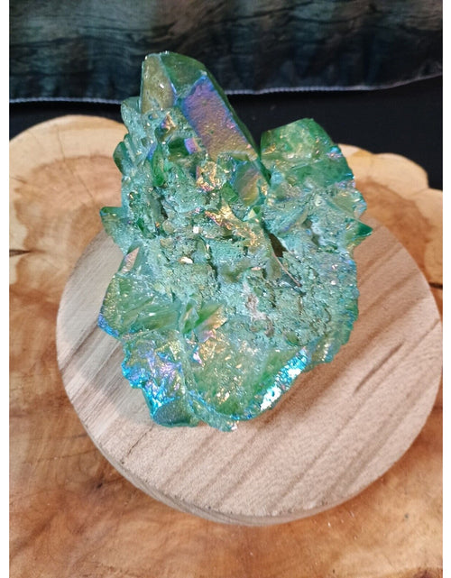 Load image into Gallery viewer, 1.20lbRainbow Aqua Aura Quartz Crystal Cluster Points Titanium Coating
