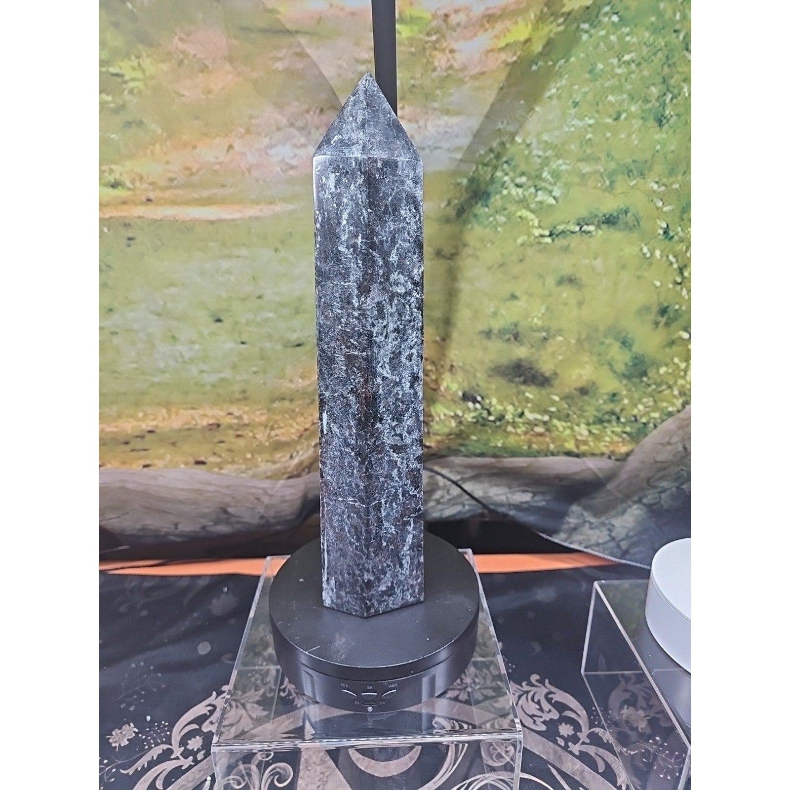 6lbs 13in Tall Arfvedsonite Garnet Blue Flashes Crystal Point